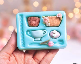Molde de silicona para cesta de Pascua, cesta de mimbre, fondant, cera, jabón, resina y joyería.