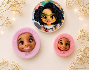 Molde de silicone flexível para rosto | Mirabel inspirada na Encanto | Molde de silicone para boneca | Molde de resina para artesanato | Molde de silicone para cabeça de boneca