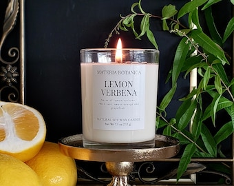 Lemon Verbena Botanical Soy Candle, All Natural- Vegan- Artisanal Candle