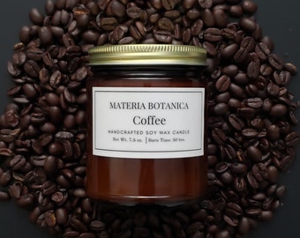 Coffee Aromatherapy Soy Candle - Essential Oil, Cozy Warm Kitchen Gift, Handcrafted, 7.5 oz