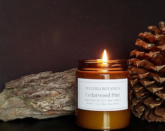 Cedarwood Pine Botanical Aromatherapy Soy Candle, All Natural-100% Essential Oil