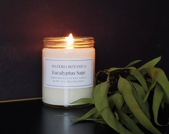 Eucalyptus Sage Botanical Aromatherapy Soy Candle, All Natural-100% Essential Oil