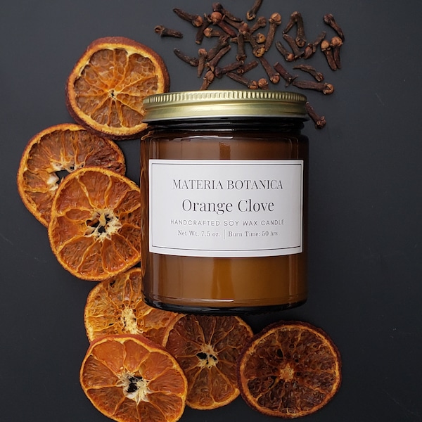 Orange Clove Botanical Aromatherapy Soy Candle, All Natural-100% Essential Oil