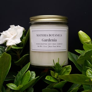 Candela di soia per aromaterapia botanica Gardenia, completamente naturale, 100% olio essenziale