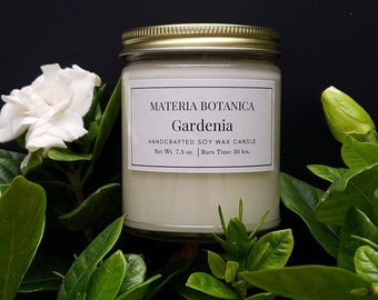 Gardenia Aromatherapy Soy Candle | Botanical Scented Candle, 7.5oz
