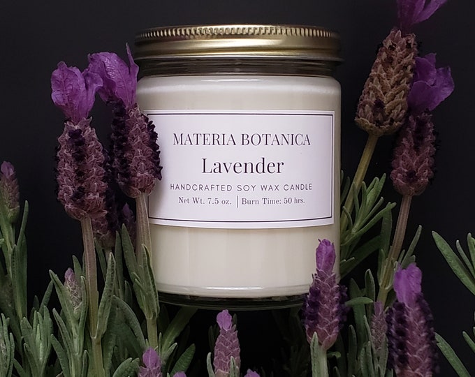 Lavender Botanical Aromatherapy Soy Candle, All Natural-100% Essential Oil