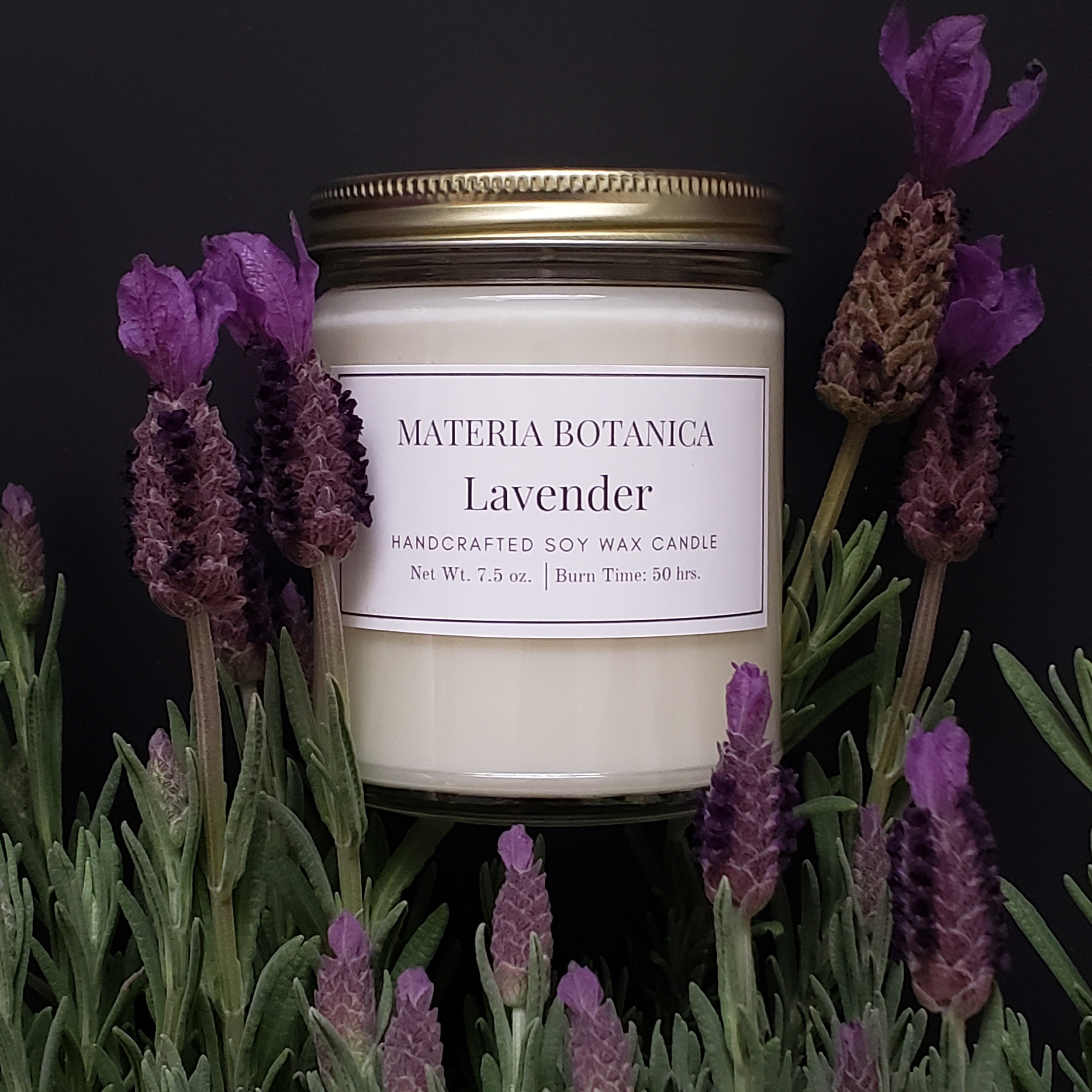 Lavender Botanical Aromatherapy Soy Candle, All Natural-100% Essential Oil