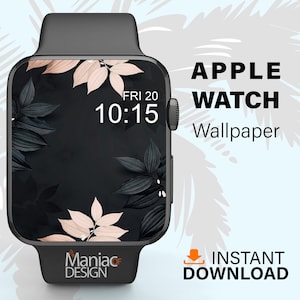 Apple Watch Wallpaper Dark Floral Wallpaper Apple Watch Face Black Flowers Wallpaper Download PNG image 1