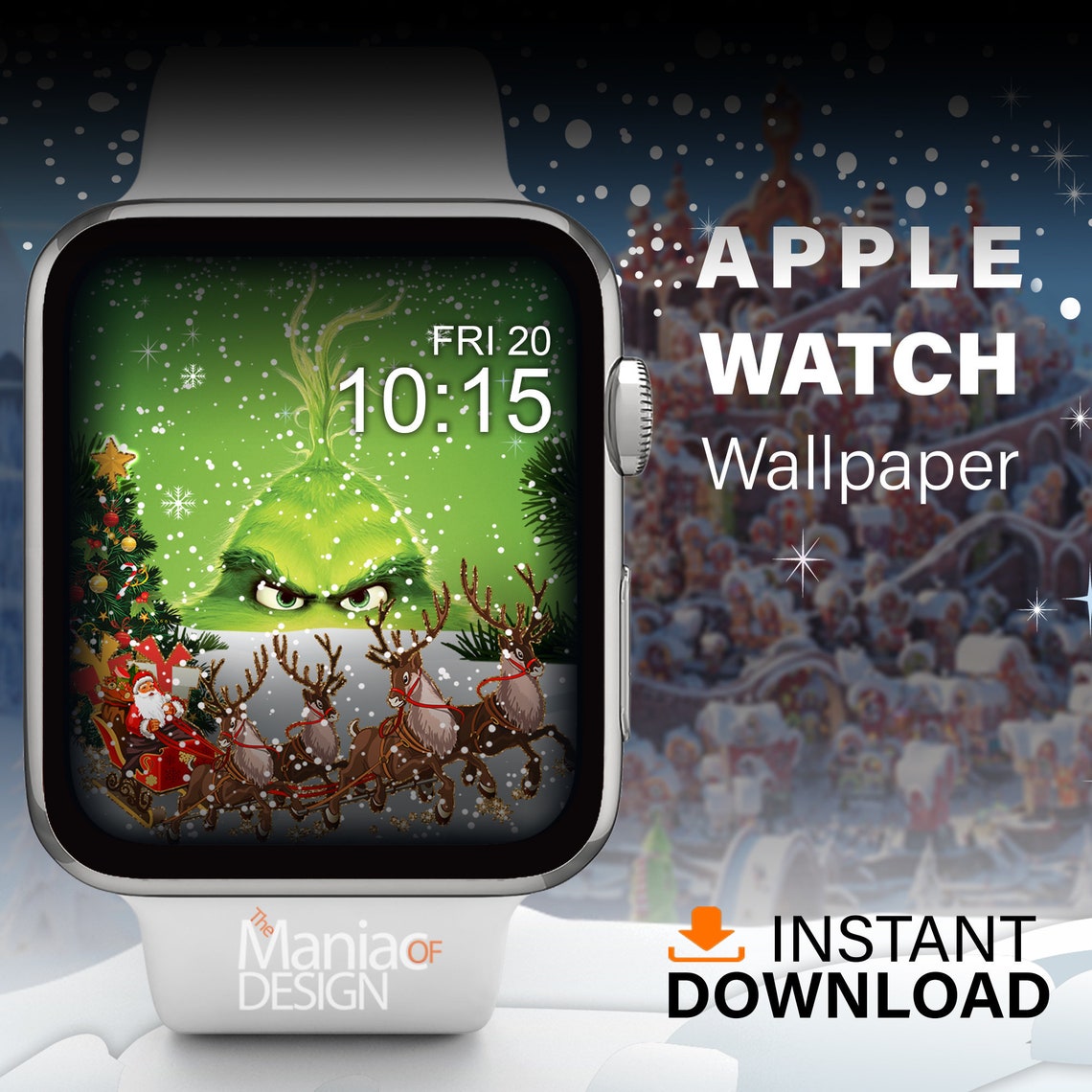 Apple Watch Grinch Wallpaper Apple Watch Face Grinch Wallpaper | Etsy