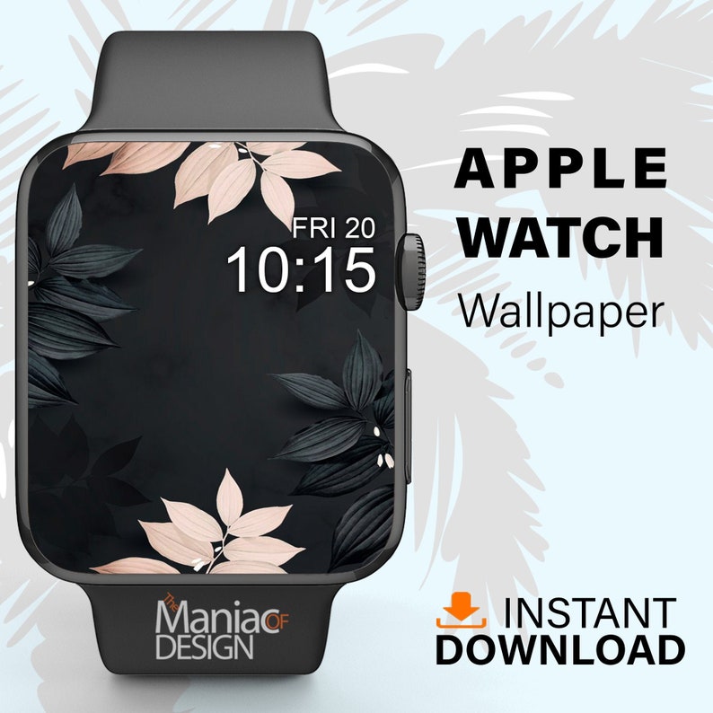 Apple Watch Wallpaper Dark Floral Wallpaper Apple Watch Face Black Flowers Wallpaper Download PNG image 1