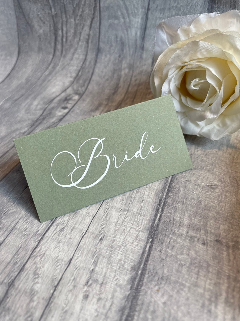Sage Green Card Name Places Wedding Party Celebration Bridal Shower Baby Shower Name Cards image 1