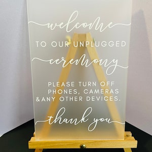 Unplugged Ceremony Sign Frosted Acrylic Sign White image 1