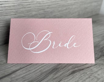 Blush Name Places - White text - gold - silver - black - Wedding name places.- Party - Baby shower - Bridal Shower