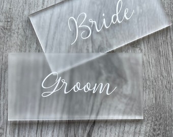 Frosted Wedding Name Place - Frosted Acrylic - White text
