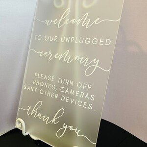 Unplugged Ceremony Sign Frosted Acrylic Sign White image 5