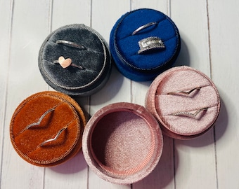 Double Velvet Ring Box - Rust - Navy - Grey - Blush - Wedding - Proposal - Anniversary