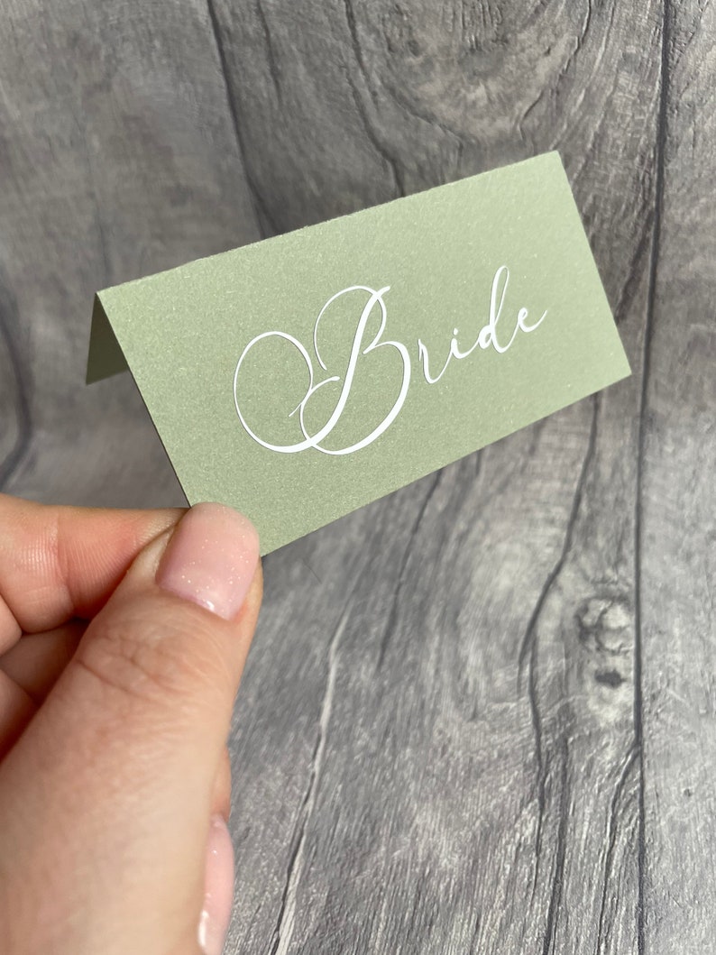 Sage Green Card Name Places Wedding Party Celebration Bridal Shower Baby Shower Name Cards image 4