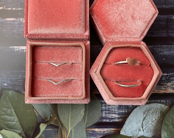 Velvet Double Ring Box - Pink - Blush - Proposal - Wedding Day - Ring Storage - luxury velvet