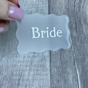 Frosted Wavy Acrylic Name Places Trendy Name Places Wedding Party Favours Celebration Bridal Shower Baby Shower Hen Party image 2