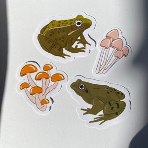 Stickers champignons et grenouilles, pack d'autocollants mignons grenouilles illustrées