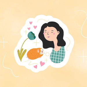 Guinea Pig Mum, Illustrated Gloss Die Cut Sticker,