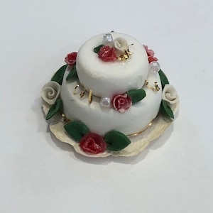 1:12 Scale Celebration Cake -Two Tier Wedding, Birthday, Celebration Cake, Miniature Cake