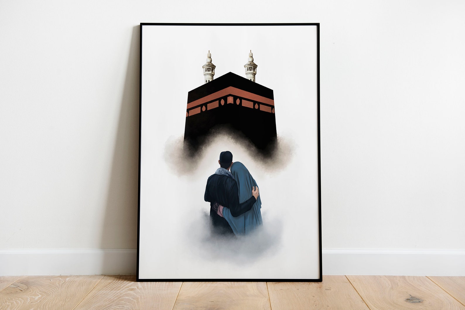 Islamic Wall Art Print of Muslim Couple and the Kaaba Etsy