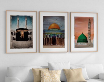 5PCS Art Oil Painting Canvas Print Wall Mecca Hajj Islamic Pictures Home Decor 5PCS Art Oil Painting Canvas Print Wall Mecca Hajj Islamic Pictures Home Decor