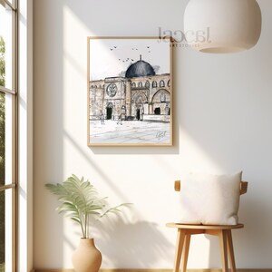 The Real Masjid Al Aqsa Digital Sketch Painting, Masjidil Aqsa Palestine, Morocco home decor, Al Aqsa Mosque Downloadable Art image 4