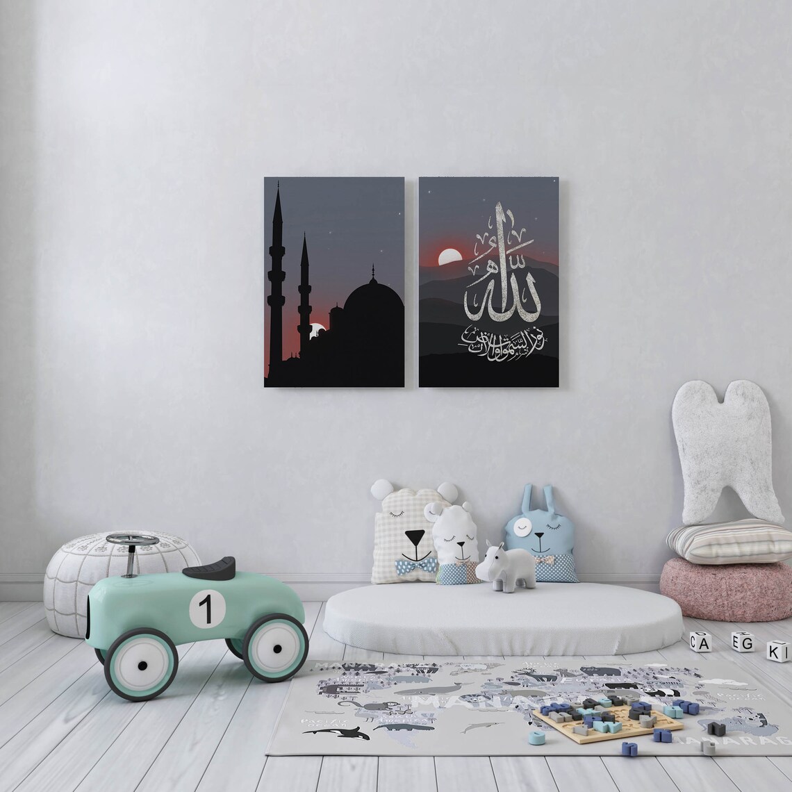 2 Sets Islamic Printable Wall Art Arabic Calligraphy Poster & Etsy