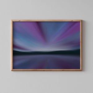 Aurora Landscape Abstract Art Print  Colorful Northern Lights Wall Decor  Ocean-Inspired Alaska Artwork