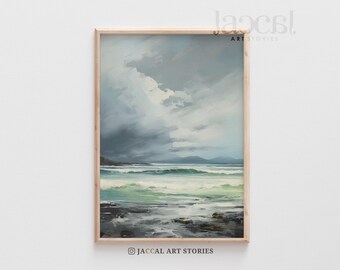 Gelassener Ozean grün Meer Kunst, abstrakte Wasser Kunst, ruhige hellgrüne Küsten Dekor, Aqua Ozean Wandkunst, moderne Ozean Druck, druckbare Meerlandschaft