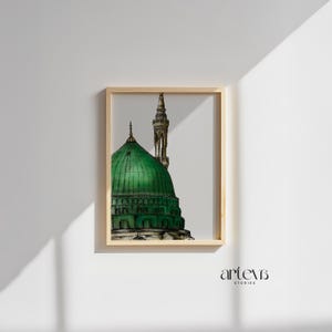 Sketch of Masjid Nabawi (The Prophet&#39;s Mosque) Printable Art, The Green Dome Mosque - Medina Painting, Islamic Printable Wall Decor Art