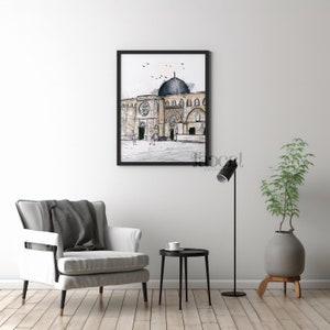 The Real Masjid Al Aqsa Digital Sketch Painting, Masjidil Aqsa Palestine, Morocco home decor, Al Aqsa Mosque Downloadable Art image 5