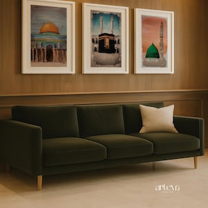 3 Piece Printable Wall Art of Islamic Landmarks Kaaba Mecca Dome of the Rock and Masjid Nabawi Medina, Ramadan Decor, Islam Downloadable Art image 5