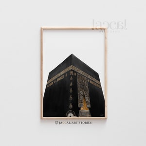Digital painting Kaaba Mekah (Mecca), Kiswah Mekka illustration, Islamic home decor, Ramadan Decoration, Kaaba door art, Eid gift printable