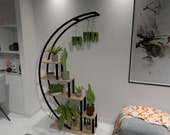 Wooden Flower Stand - Metal Flower Shelf - Multi Tier Wood Plant Stand - Indoor Flower Shelf - Outdoor Display Step Rack - Flower Pot Stand