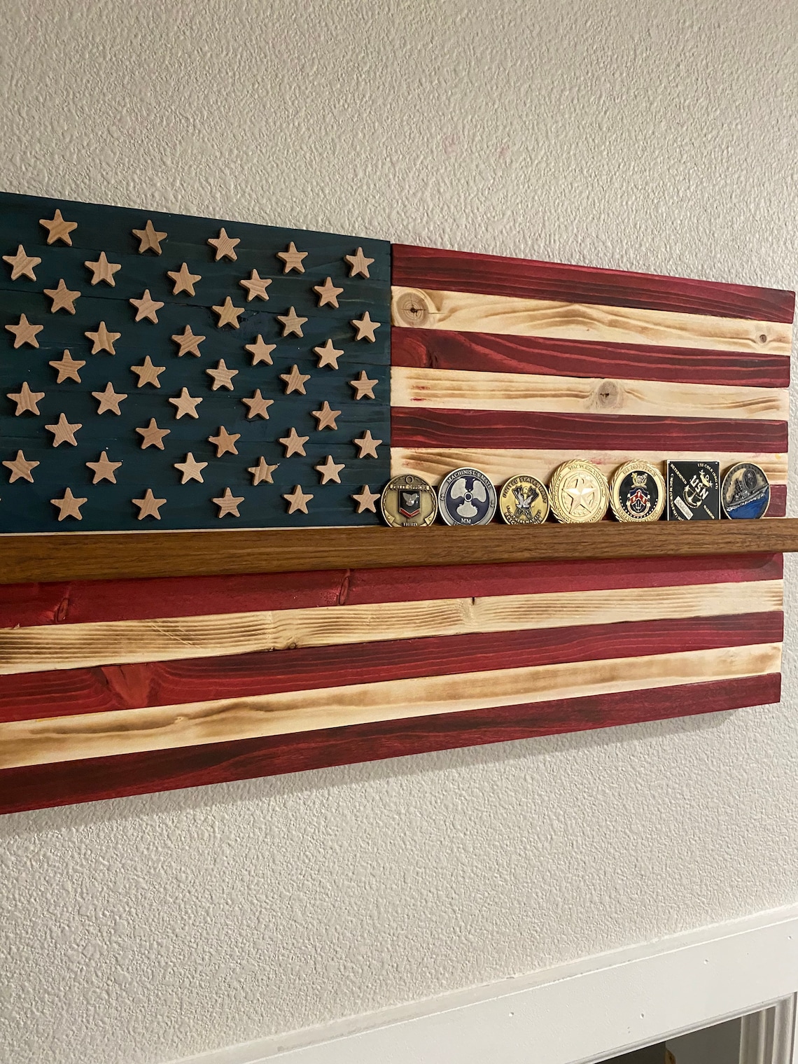 Wooden American Flag Coin Holder 24 Etsy