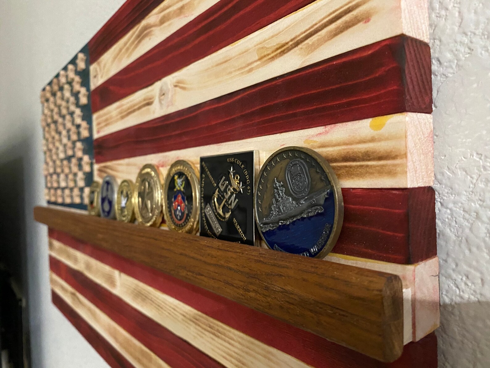 Wooden American Flag Coin Holder 24 Etsy