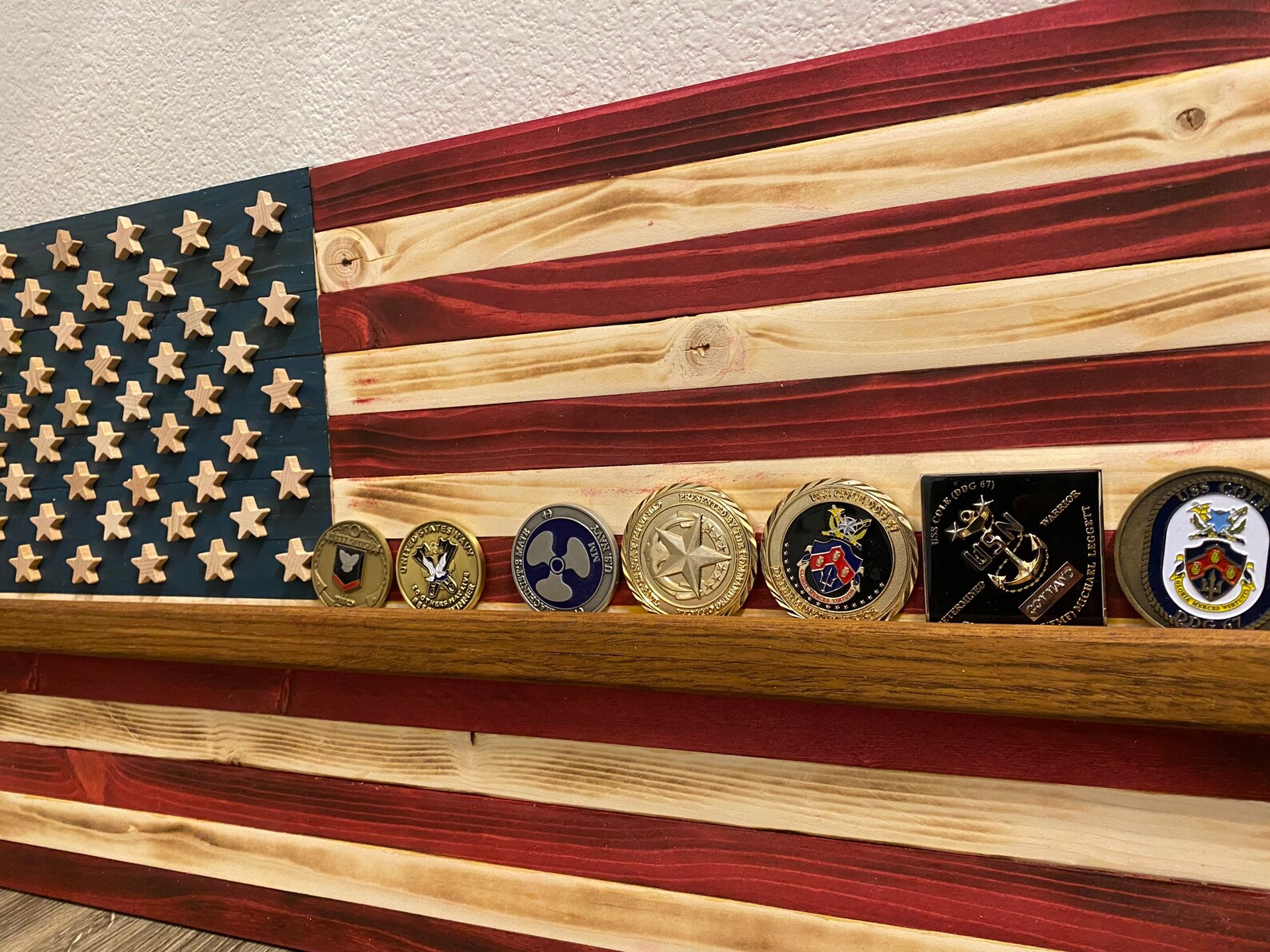Wooden American Flag Coin Holder 24 Etsy