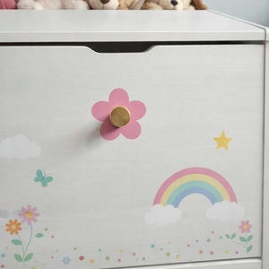 Flower Vinyl Backplate Peel & Stick Pink Orange Nursery Room, Removable Furniture Accent, Wall Decor