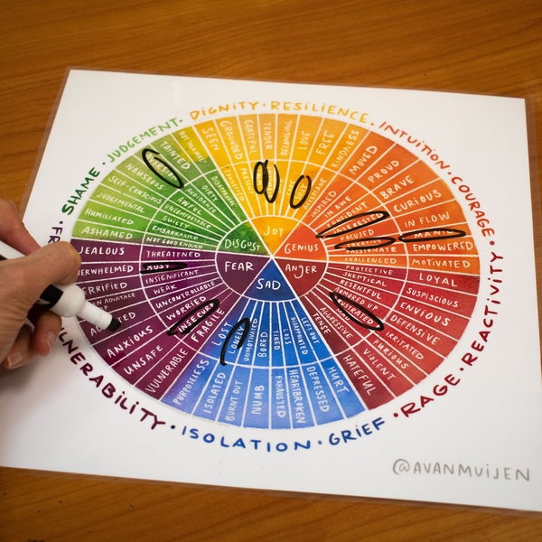 Feelings Wheel: *Wipeable Version*