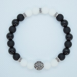Onyx and Jade Natural Stone Bracelet with 925 Silver