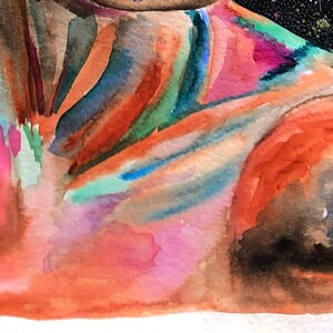 Saturn Girl Watercolor Painting, Planetary Painting, Astronomy Art, Psychedelic Art, Trippy Art,Trippy Space Art,Astrology Art,Gifts for her image 8
