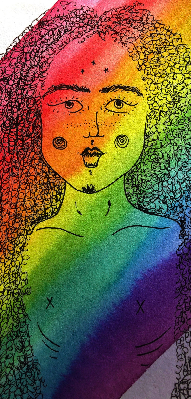 Them Watercolor Painting LGBTQ Art,Psychedelic Prism Psychedelic Mini Painting Rainbow Art Trippy Rainbow Art Trippy Art Mini Painting