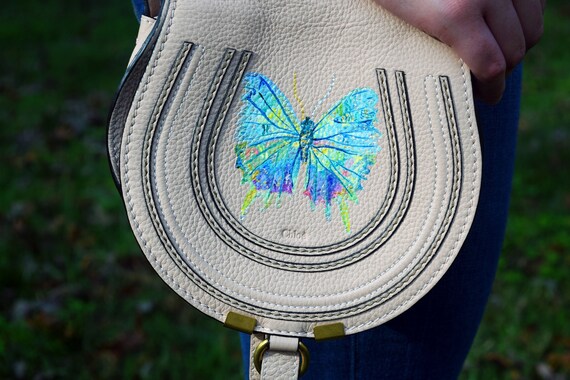 Handbemalte Baby Rosa Chloe Marcie Runde Sattel mini Tasche Luxus Tasche Bemalte Handtasche Designer Tasche LuxusArtikel bemalte Tasche Etsy