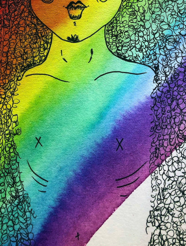 Them Watercolor Painting LGBTQ Art,Psychedelic Prism Psychedelic Mini Painting Rainbow Art Trippy Rainbow Art Trippy Art Mini Painting