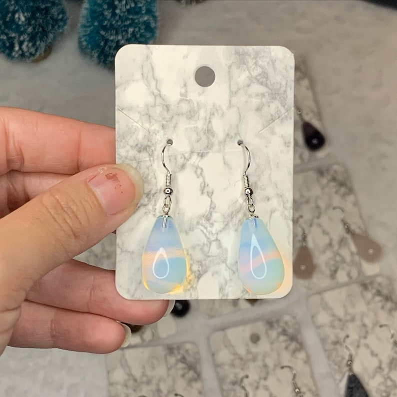 Natural Crystal Gemstone Teardrop-Shaped Earrings