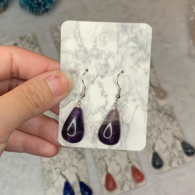 Natural Crystal Gemstone Teardrop-Shaped Earrings