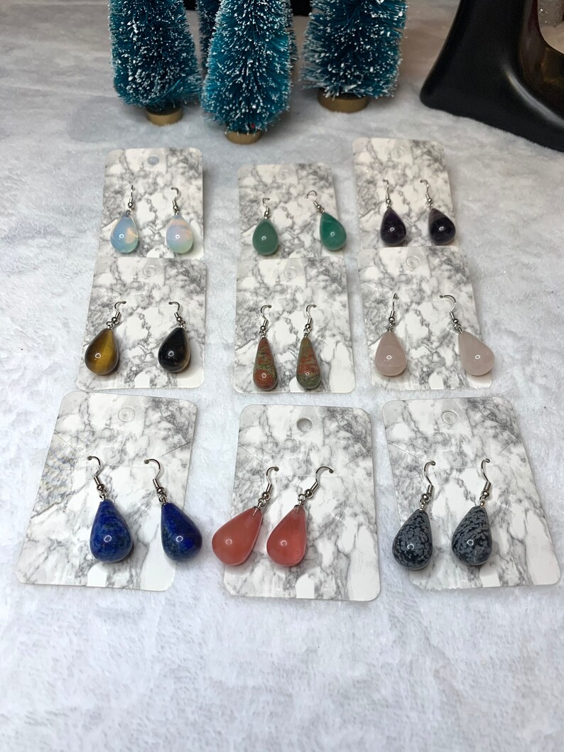 Natural Crystal Gemstone Teardrop-Shaped Earrings